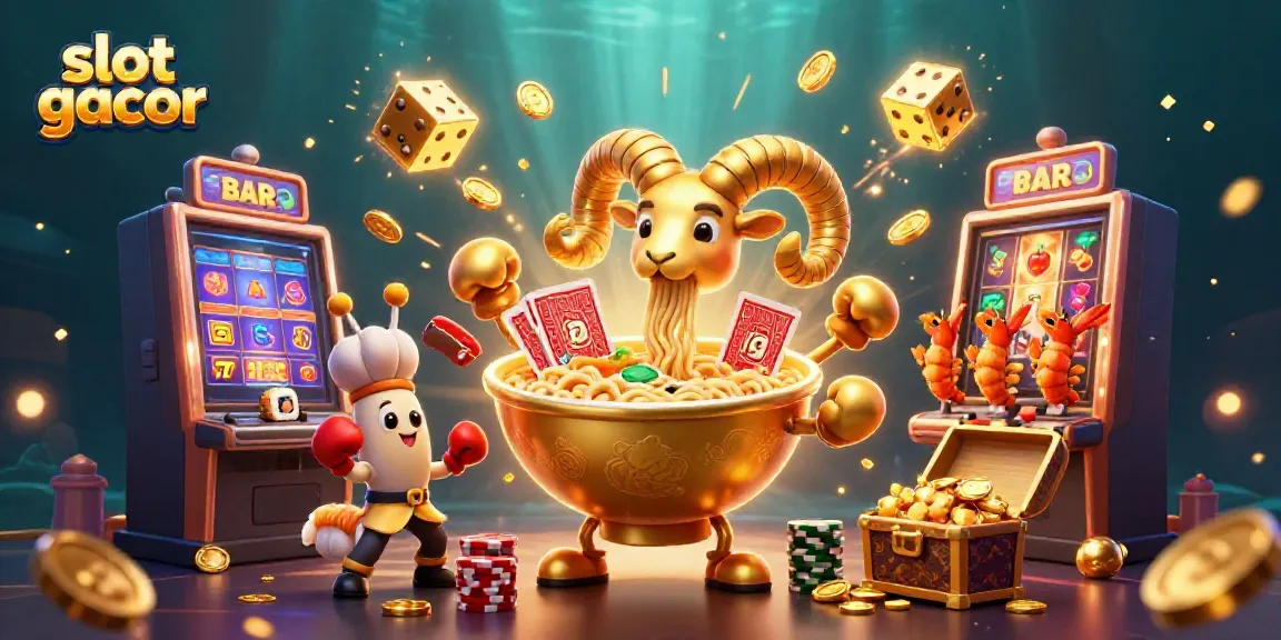 Engage with the exciting world of slot gacor through a vibrant 3D casino scene bursting with action and energy.