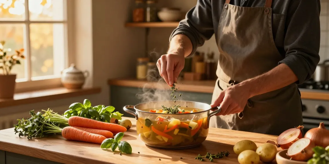 Suppe kaufen selbstgemachte Suppenzubereitung in einer gemütlichen Küche