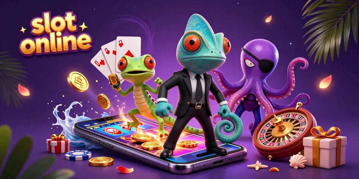 Experience the excitement of slot online as vibrant characters play amidst gleaming coins and games.