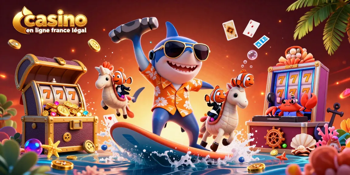 Vivez l'excitation du casino en ligne France légal avec des personnages 3D vibrants surfant sur des pièces d'or.
