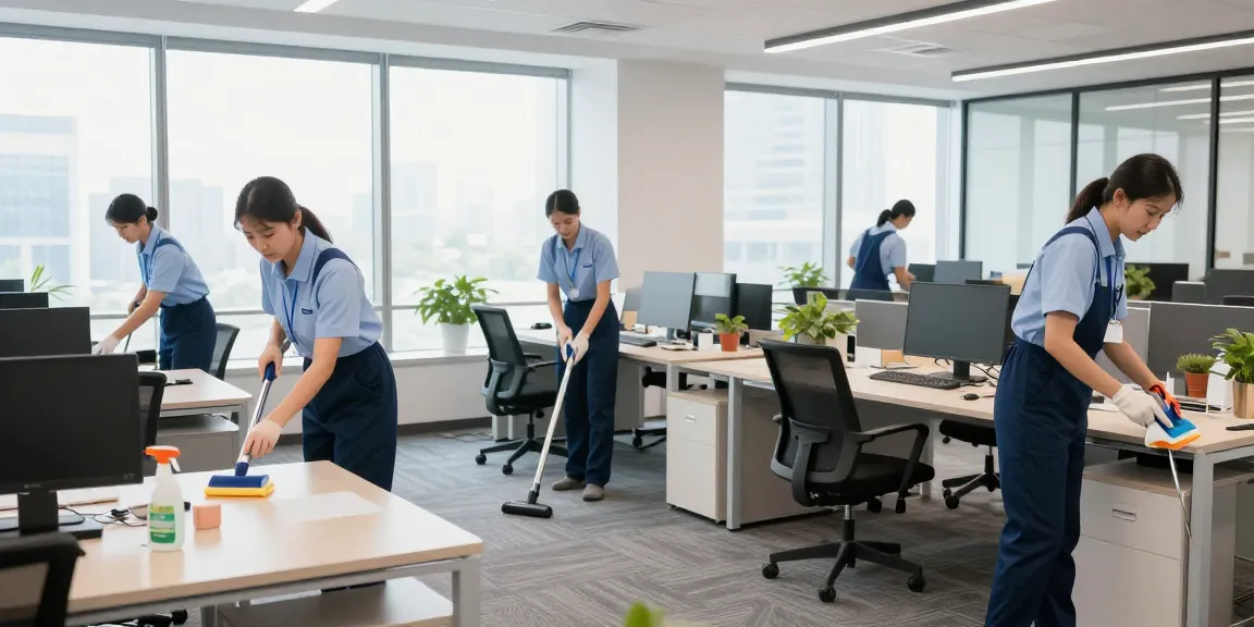 Professioneller Reinigungsservice Dortmund im modernen Büro mit umweltfreundlichen Reinigungsmitteln.