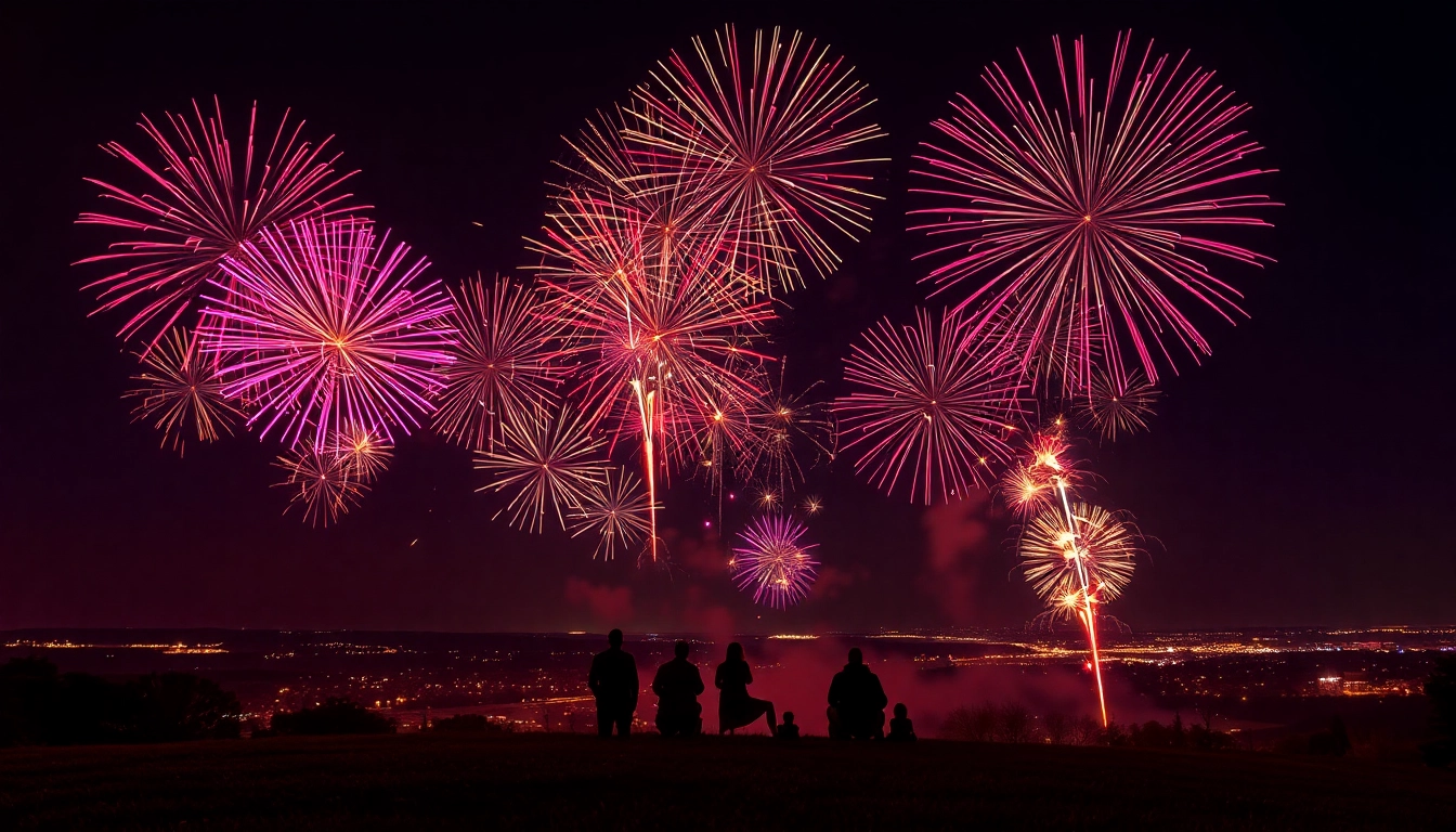 Witness fireworks uk lighting up the night sky in a colorful display enjoyed by a family.