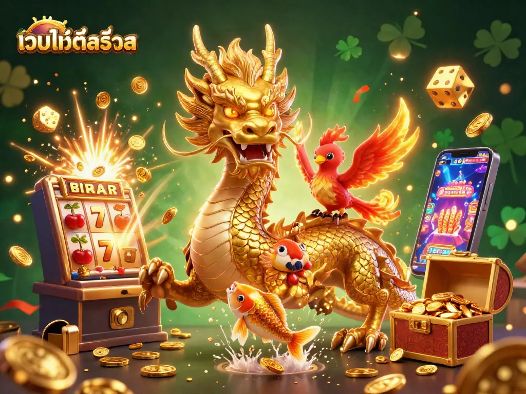 เว็บไซต์สล็อต แสดงเกมสล็อตที่น่าตื่นเต้นด้วยมังกรทองและฟีนิกซ์ในโลกที่เต็มไปด้วยโชคลาภ