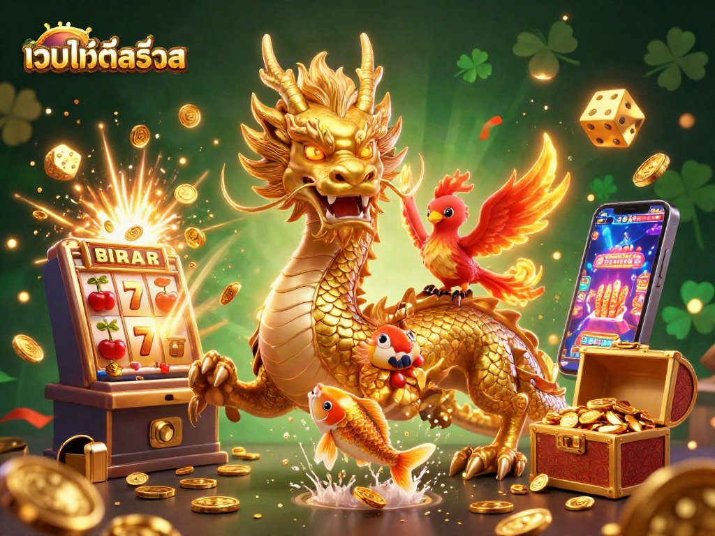 เว็บไซต์สล็อต แสดงเกมสล็อตที่น่าตื่นเต้นด้วยมังกรทองและฟีนิกซ์ในโลกที่เต็มไปด้วยโชคลาภ