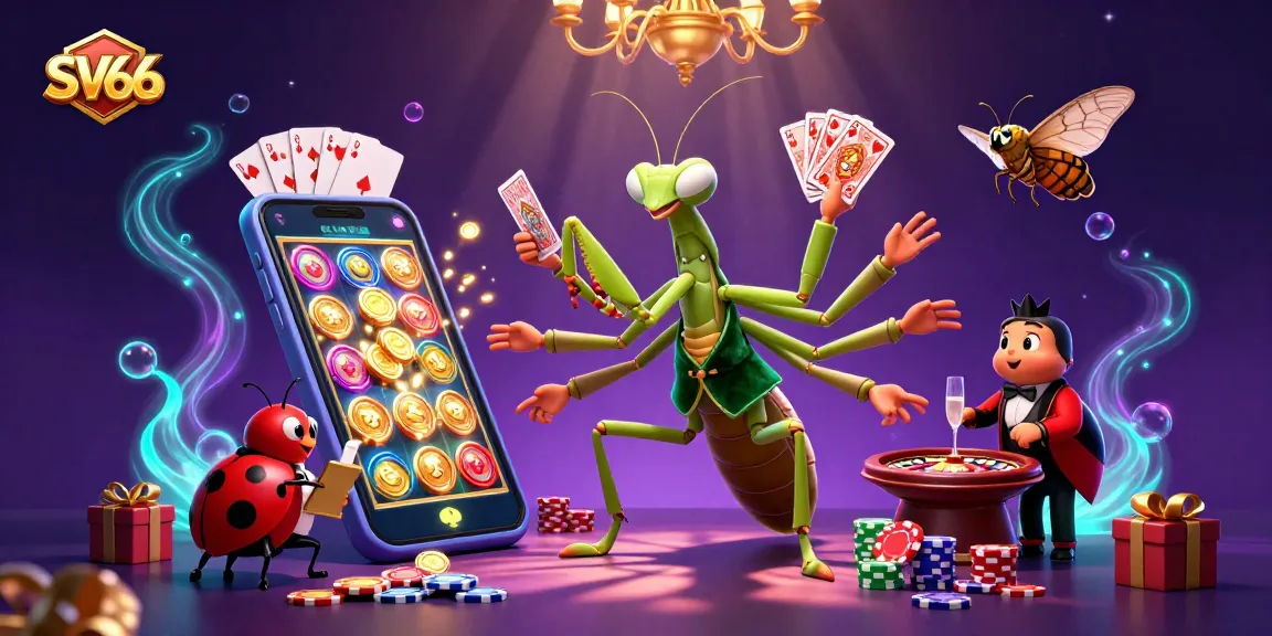 Experience excitement at SV66 with vibrant 3D casino illustration featuring engaging gaming elements.