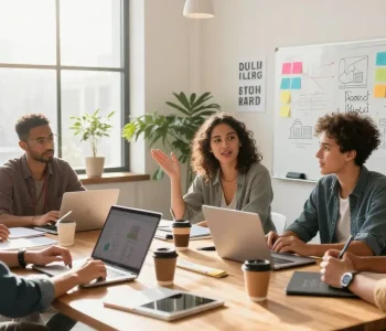 Entrepreneurs collaborating at a dynamic startup workspace, inspirited by https://www.startsomethingpc.com.
