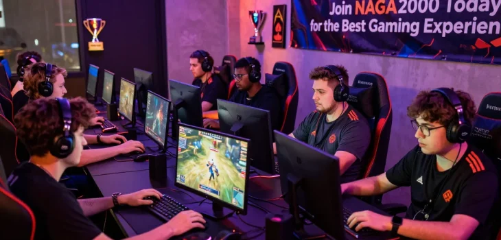 Exciting gaming atmosphere at NAGA2000 showcasing players engaged in thrilling online games.