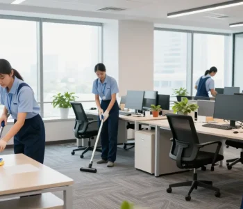 Professioneller Reinigungsservice Dortmund im modernen Büro mit umweltfreundlichen Reinigungsmitteln.